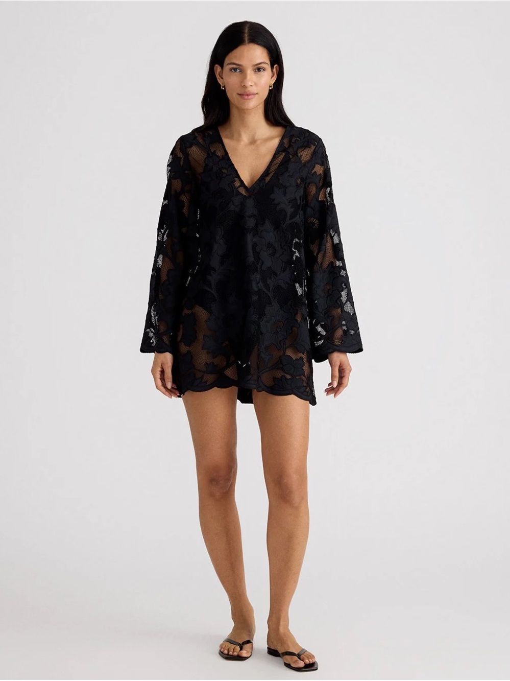 Unsubscribed black lace bathing suit coverup new nvr worn sz med! Offer!
